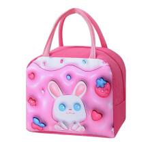 Kids 3D Dinosaur Insulated Lunch Bag 23x13x19cm Portable Cooler Bag for Food and Drinks, Oxford Cloth, Pink, XTO