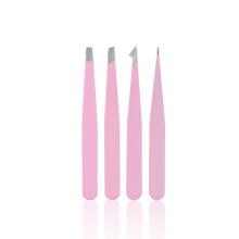 (4pcs-Pink) 2/4 Piece Professional Stainless Steel Tweezers Set Eyebrow Hair Removal, Angled Tweezers Tools Hair Removal Tool