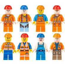(city dweller) (Urban Engineer) 8pcs Urban people, engineers, police officers, firefighters, building block toys