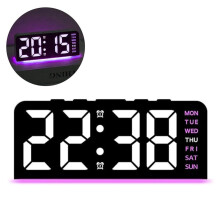 Monitoiminen LED-herätyskello – väriä vaihtava yövalo, 12/24h, päivämäärä, lämpötila, hälytys