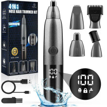 Recortadora de vello nasal y de orejas 5 en 1, pantalla LED, recargable por USB: versátil para hombres y mujeres, precisa y segura