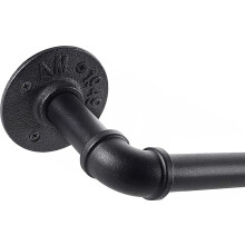 Teollinen metallinen verhotanko, säädettävä 167-304 cm, seinä- ja kattoasennettava, musta