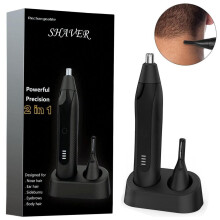 Oppladbar nesehårtrimmer 2-i-1-sett – Smertefri nese- og ørehårtrimmer med doble knivblader, ideell for øyenbrynspleie
