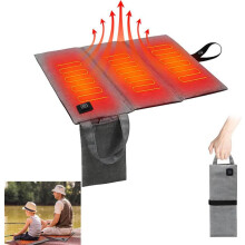 Sammenleggbar USB-oppvarmet sittepute 44x40cm, 3 temperaturinnstillinger, bærbar for utendørs, sport og camping