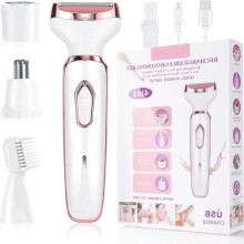 4-i-1 elektrisk barbermaskin for kvinner, oppladbar via USB, vanntett, med LED-lys, for kropp, armhuler, bikinilinje, ansikt og ne