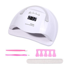 POMAMZ 180W LED UV Nail Lamp, 57 UV LED Beads, Auto Phone Holder, 4-Timer, LCD Display, Detachable Base, for Manicure Salon Home Use, White