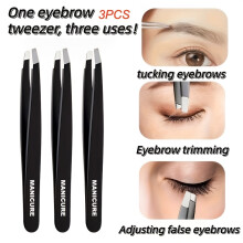 3pcs High-Quality Stainless Steel Eyebrow Tweezers, Slant Tip Eyebrow Hair Removal Tweezers, Specialized for Beard Plucking