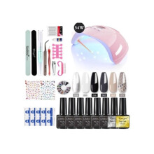 54W UV LED Nail Lamp Gel Manicure Pedicure Kit Semi Permanent Nail Polish Starter Set with Accessories
