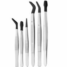 (Black 6 pcs) 5/6pcs Stainless Steel Multi-Purpose Tweezers - Perfect For Nail Art, Dental Crystals & Cotton Picking