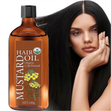 Mustard Hair Oil, Organic Cold Pressed Mustard Oil for Hair Growth, Eliminates Split Ends, Prevent Hair Loss, Restores Dry Damaged Hair