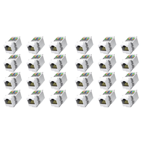 24 Conectores RJ45 Cat6 Sin Herramientas, Conector Hembra A Hembra para Módulo Ethernet, Panel Gigabit (Incompatible con Panel de Conexión).