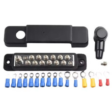Barre Omnibus de Distribution D'Alimentation à 12 Points pour Batterie, Positive et Négative, 48 V, 150 A, Bornes Noires
