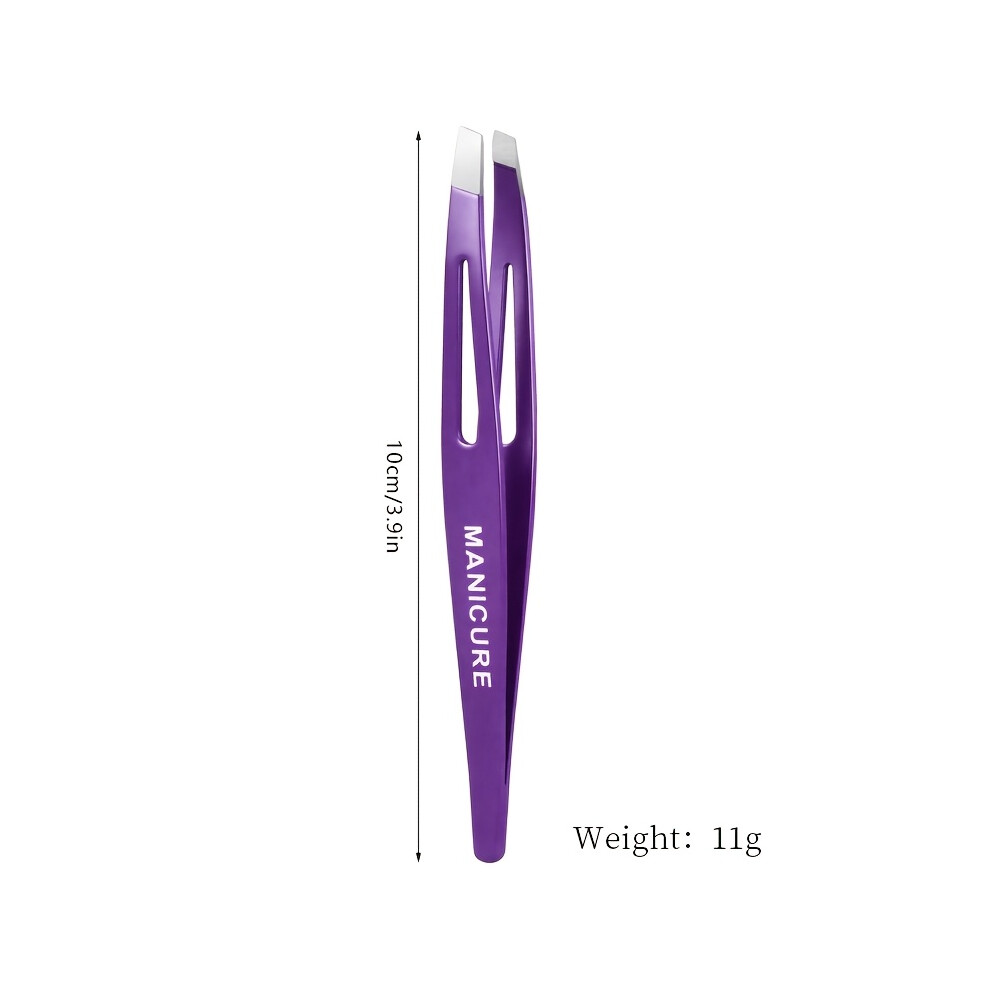 Stoyotu Purple (Purple) Eyebrow Tweezer Colorful Hair Beauty Fine Hairs Puller Stainless Steel Slanted Eye Brow Clips Removal Makeup Tools