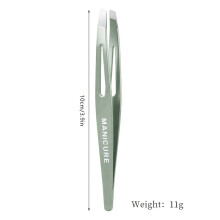 (Gray) Eyebrow Tweezer Colorful Hair Beauty Fine Hairs Puller Stainless Steel Slanted Eye Brow Clips Removal Makeup Tools