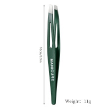(Green) Eyebrow Tweezer Colorful Hair Beauty Fine Hairs Puller Stainless Steel Slanted Eye Brow Clips Removal Makeup Tools