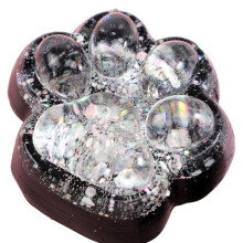 (Pink) Pinch Family Squishy Stress Toy Slow Rising Cat Paw Glitter 6.5x6cm 60g Black-White Clear Packaging