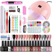35pcs Manicure Pedicure Set UV LED Nail Lamp ABS Shell Complete Nail Kit for All Levels
