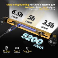 2X Under Hood Work Light Bar, 3000LM LED Magnetic Light Bar with Hooks, Rechargeable Hood Light