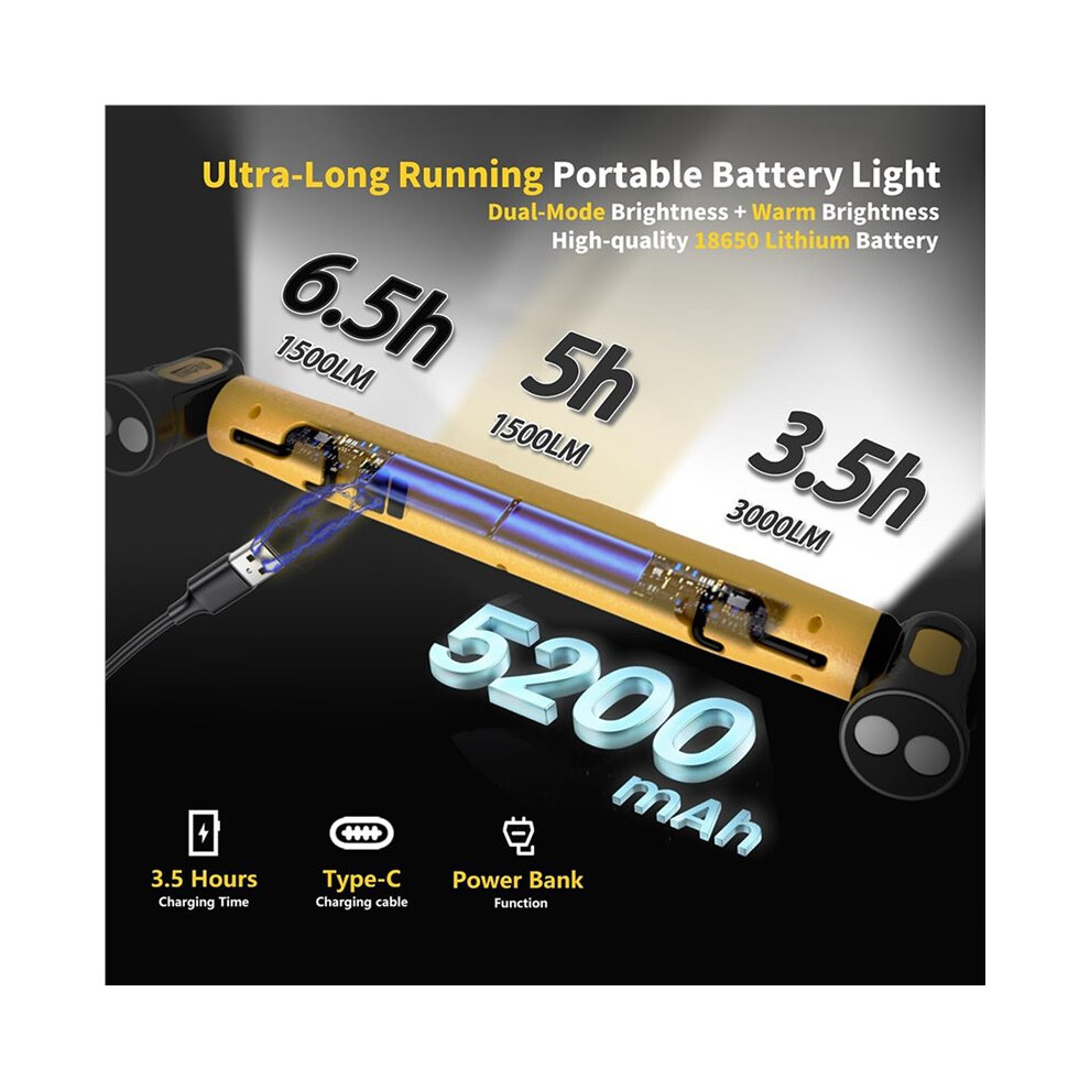 2X Under Hood Work Light Bar, 3000Lm Led Magnetic Light Bar With Hooks, Rechargeable Hood Light 4713609663960