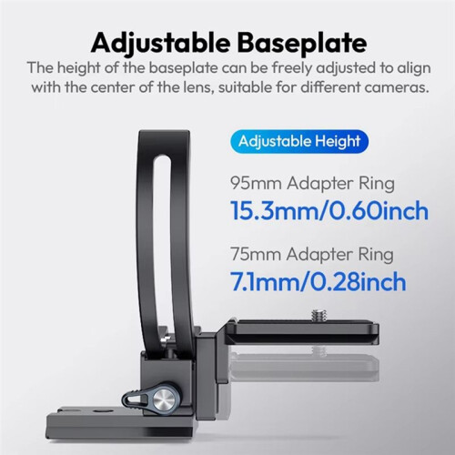 Ulanzi Camera Cage Quick Release Half Collar Rotatable Adapter Ring para Câmeras DSLR, Rotação Vertical e Horizontal CA03 95 mm 2