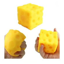 (Blue Ice) Bimbimbo Yellow Cheese Squishy Toy 5 cm Stress Relief Soft Squeeze Cheese Novelty Gift for Kids