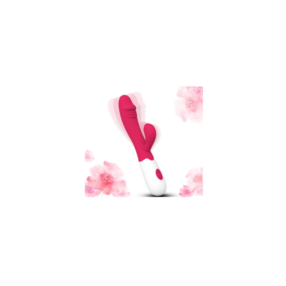 Pink Rechargeable Rabbit Vibrator For Women, Double G-Spot Massager Sex Toy, Quiet Silicone