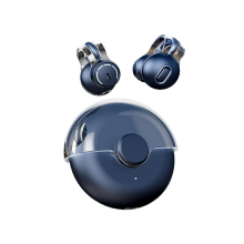 Sports Open-Ear Wireless Earbuds, Clip-On Bone Conduction Headphones, Comfortable Blue Earphones