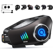 Motorradhelm-Headset mit 1080P-HD-Kamera, Freisprechfunktion, flexiblem und festem Mikrofon, Schwarz