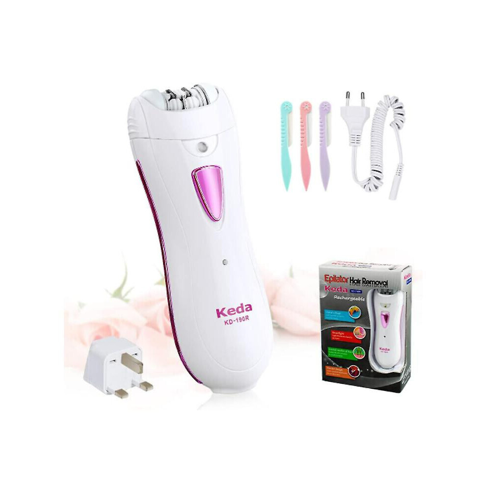 Electric Epilator for Women, Facial and Body Hair Remover with Light, for Armpits, Bikini Line, Legs, White