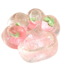 (Transparent Opaque) Stress Relief Squishy Toy Slow Rising Cat Paw 6.5x7cm TPR Material 3 Vegetable Transparent Models for Kids 4-6 Years