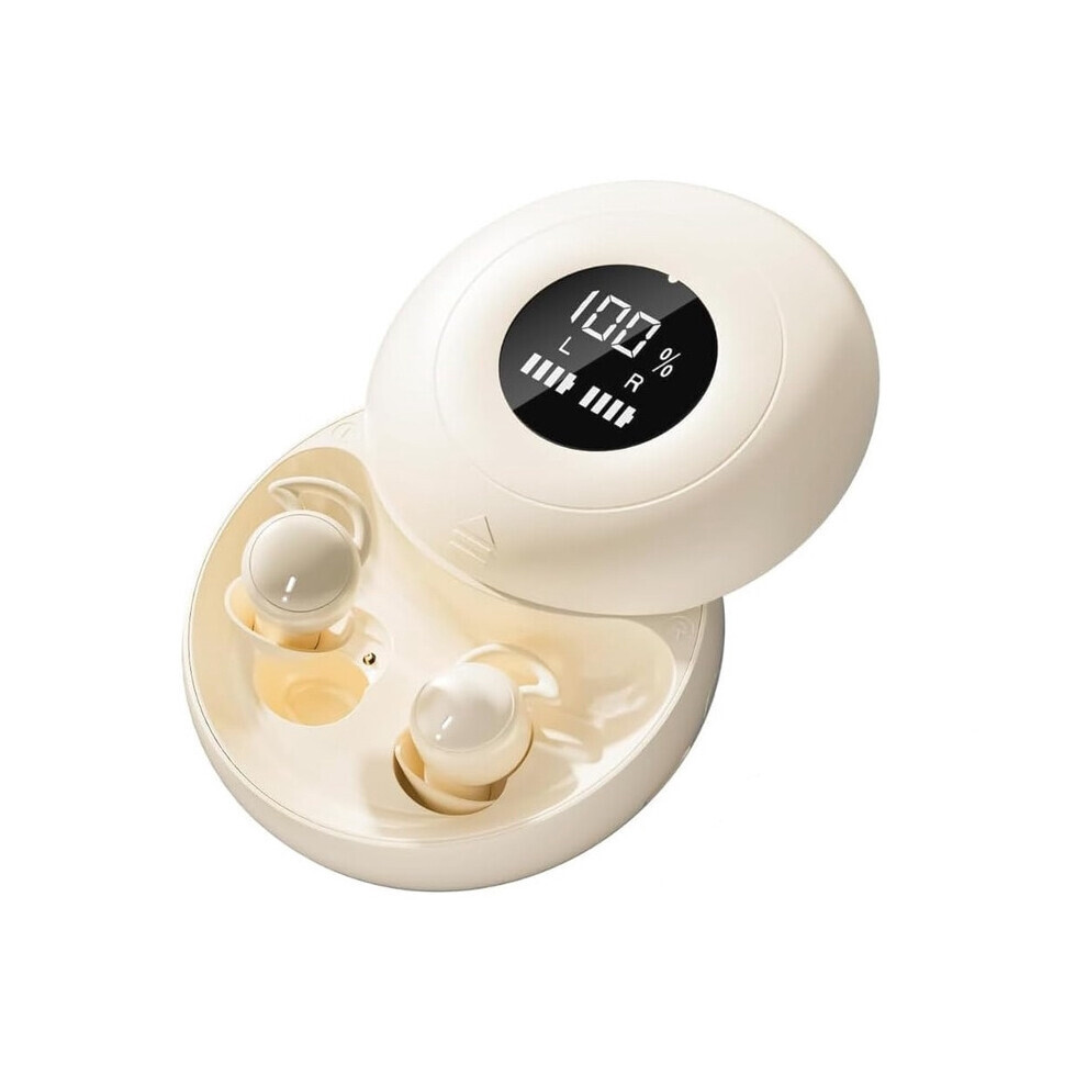 Bluetooth 5.4 Sleep Earbuds, Mini Invisible Silicone Earbuds For Side Sleepers, Noise Blocking, Led Display, Beige 6083684982187