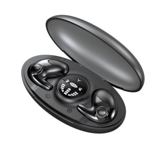 Invisible Sleep Earbuds, Bluetooth 5.3 Wireless Earphones with Touch Control, LED Display and Charging Case, Black