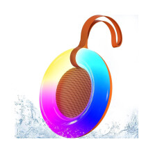 Bluetooth Shower Speaker, IPX7 Waterproof Floating Speaker with Dynamic LED Light, TWS, BT5.3 and TF Card, Orange