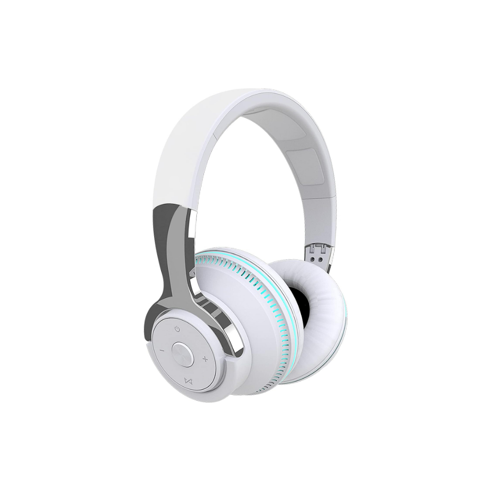 Bluetooth Over-Ear Headphones With Led Wireless And Wired Hi-Fi Stereo, Foldable, Built-In Microphone, Light/White 6083684982842