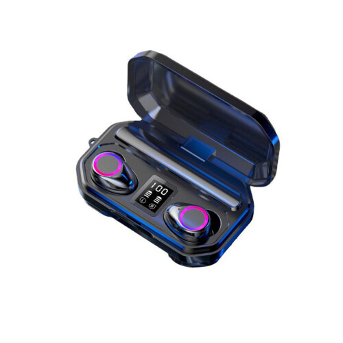 LED Display True Wireless Bluetooth Earbuds, Siri Voice Control, Noise Cancelling, IPX4 Waterproof, Black