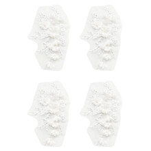 4X Perlen Heisse Bohr Spitze Braut Perlen Blumen Stickerei Patches fuer Kleidung Hochzeit DIY Dekor Kleid Eisen Auf Naehen Dekoration Weiss