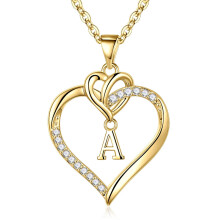 Hartvormige ketting in goud en zilver, hanger met zirkonia, verguld met 14 karaats goud en witgoud, ideaal cadeau voor je vrouw, vriendin of
