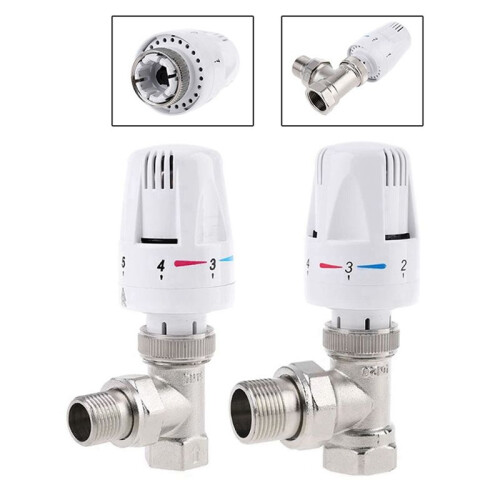 Automatic Thermostatic Radiator Control Valve G1/2 Inch Angle Valve for Floor Heating Copper Radiator 2