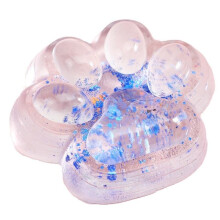 (Transparent Pink) Slow Rising Squishy Stress Relief Toy Cat Paw Shape 6.5x7cm TPR Material Ages 4-6 Sparkle Transparent Model