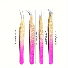 1/4pcs Eyelash Tweezers Eyebrow Clip Ice Flower Art Design 3D High Precision Stainless Steel Lash Extension Tweezer Makeup Tool