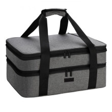 Insulated Picnic Bag Double Layer Waterproof Foldable Cooler Lunch Bag Portable for Office/Hiking/Outdoor Gray