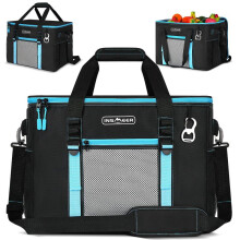 (Dark Gray) Large Insulated Cooler Bag 50 Liters, Thermal Lunch Tote, Waterproof, Adjustable Shoulder Strap, Black