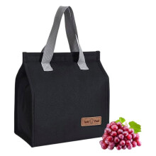 (Pink) Portable Insulated Lunch Bag 3.3L Bento Style for Food and Beverages 22.5x13x25.5 cm Picnic Cooler Bag Aluminum Foil XTO Black