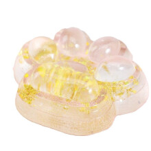 (Transparent Pink) Slow Rising Squishy Stress Relief Toy Cat Paw Shape 6.5x7cm TPR Material 2 Transparent Flower Designs Ages 4-6