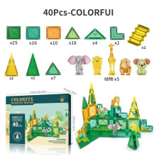(40pcs) Magnetic Building Blocks Set, 90-Piece Forest Animals Theme, Educational Toys for Kids, Develops Motor Skills & Imagination