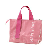 Large Insulated Lunch Bag Waterproof Lunch Tote with Carry Handle Pink 26.5x20x17 cm