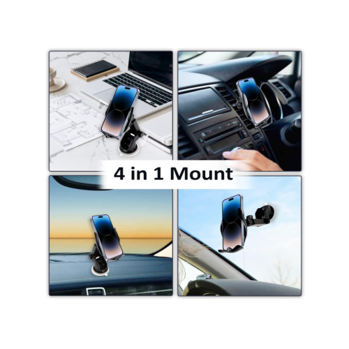 15W Wireless Car Charger with Auto-Clamp Mount, Secure Fast Charging Compatible with iPhone and Android, Black 1