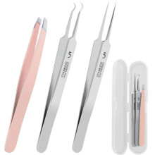 (3pcs - B) 1/3pieces Blackhead Tweezers, Milia Remover, Pimple Popper Tool,Ingrown Hair Tweezers, Blackhead Extractor
