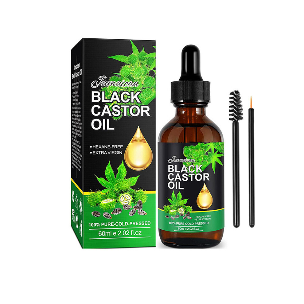 Black Castor Oil Organic Cold Pressed Unrefined, Jamaican Castor Oil, 100% Pure Organic Castor Oil Cold Pressed Stimulate Growth For Hair Eyelashes