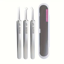 (3pcs - A) 1/3pieces Blackhead Tweezers, Milia Remover, Pimple Popper Tool,Ingrown Hair Tweezers, Blackhead Extractor